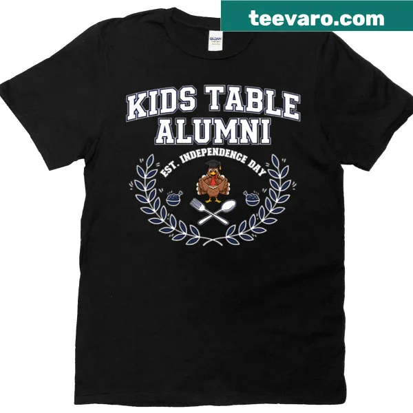 Fun Thanksgiving design celebrating kids at the table on a t-shirt.