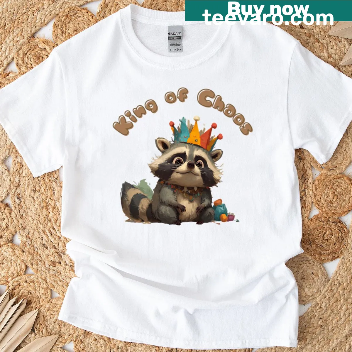 Edgy King Of Chaos t-shirt with bold typography — on a men's t-shirt
