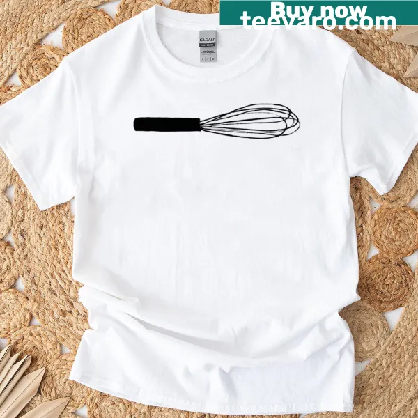 Kitchen T-shirt featuring an illustration of a whisk