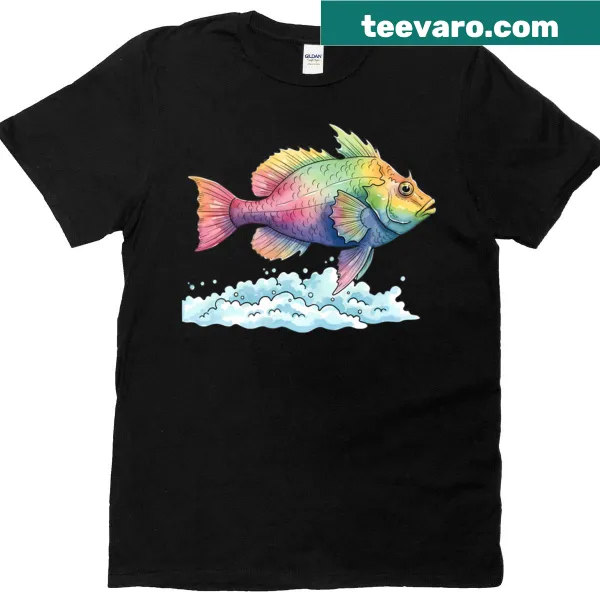 Watercolor leaf fish design T-shirt inspired by the ocean
