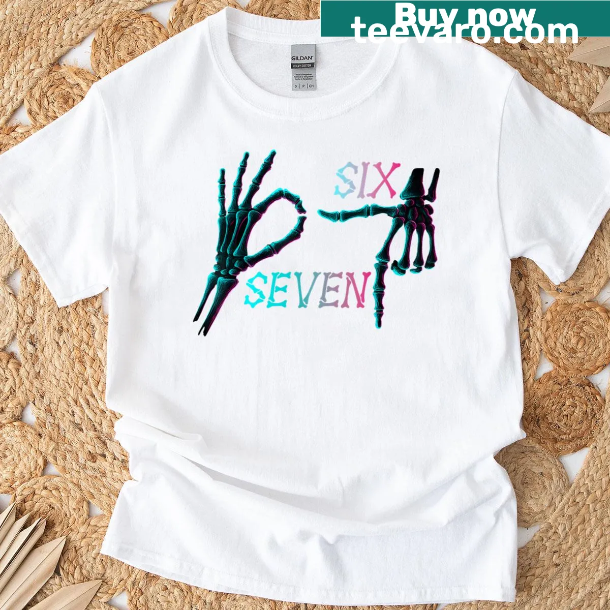 Halloween T-shirt featuring a skeleton hand graphic for teens — on a men's t-shirt
