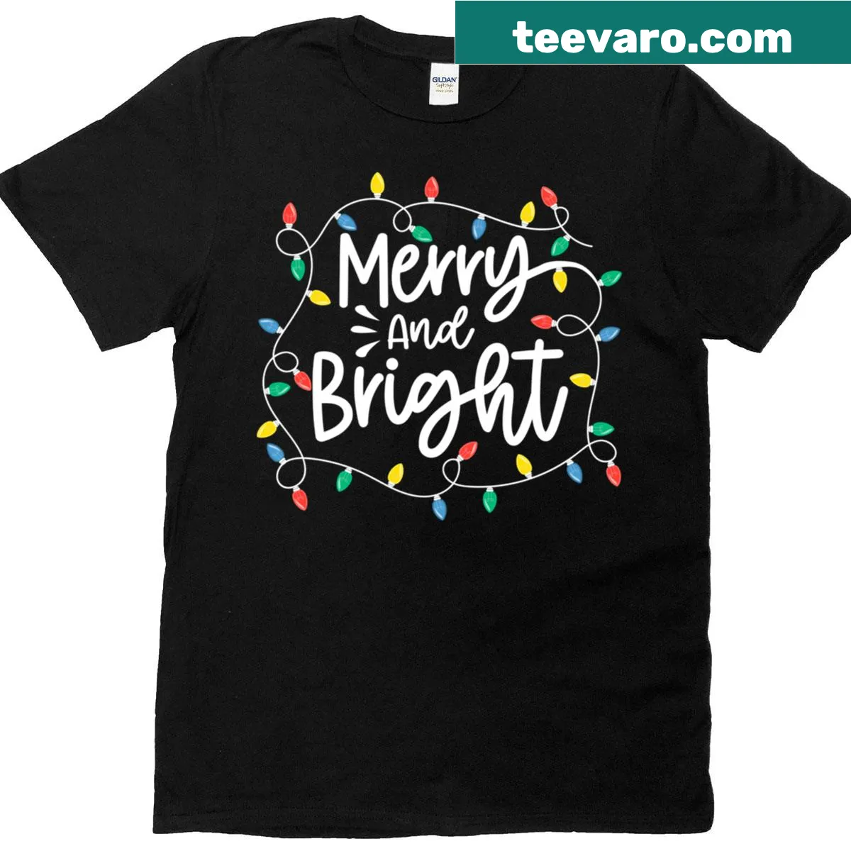 Christmas lights design T-shirt for the holiday season — on a men's t-shirt