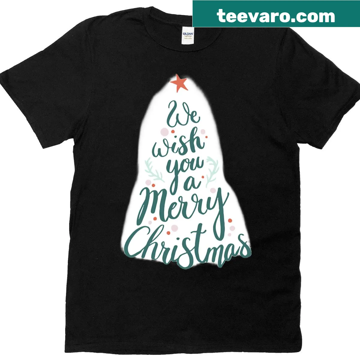 Holiday t-shirt with 'Merry Chistmas' text — on a men's t-shirt