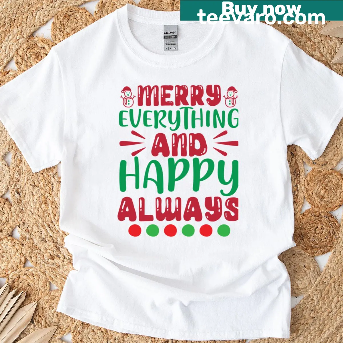 Inclusive holiday greeting t-shirt with Merry Everything message — on a men's t-shirt