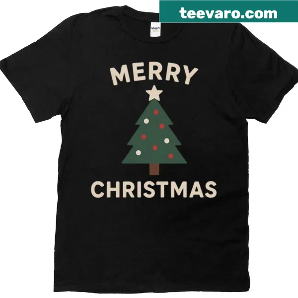Minimalist Christmas tree graphic T-shirt for holiday wear