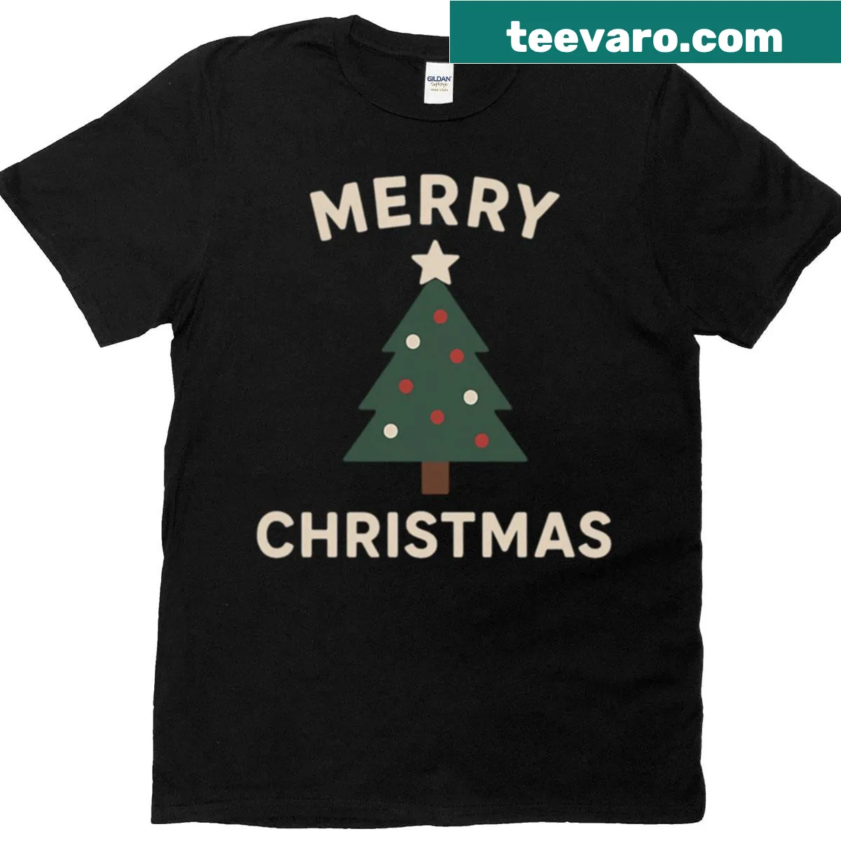 Minimalist Christmas tree graphic T-shirt for holiday wear — on a men's t-shirt