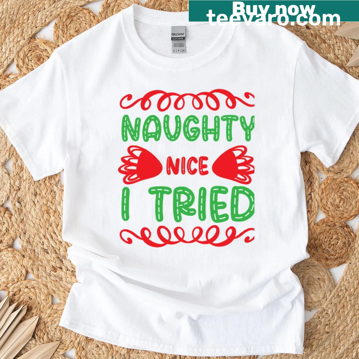 Funny Christmas list quote T-shirt with humorous typography — on a men's t-shirt
