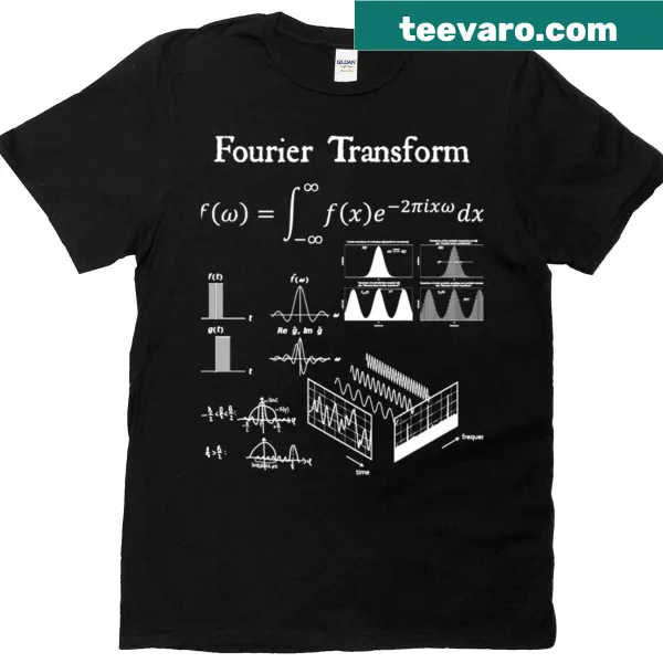 Vintage-style math teacher t-shirt with white text featuring Fourier Transform