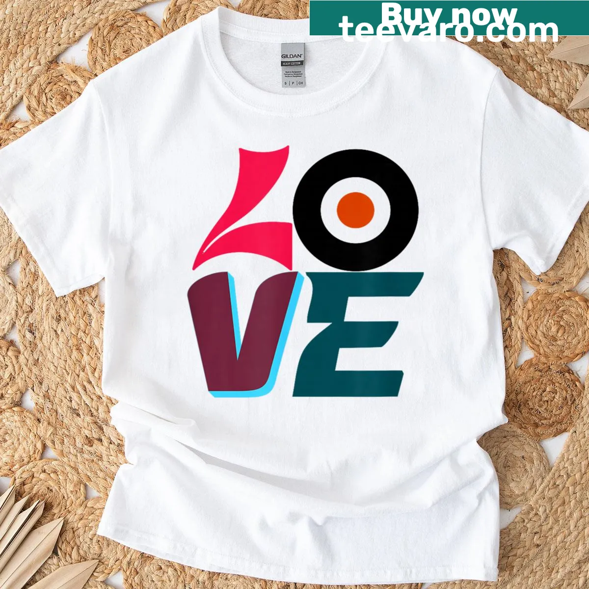 Graphic of the Philly love sign on a T-shirt — on a men's t-shirt