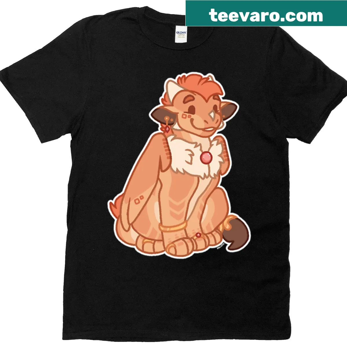 Illustrated Princess Blaze t-shirt from Wings of Fire series — on a men's t-shirt