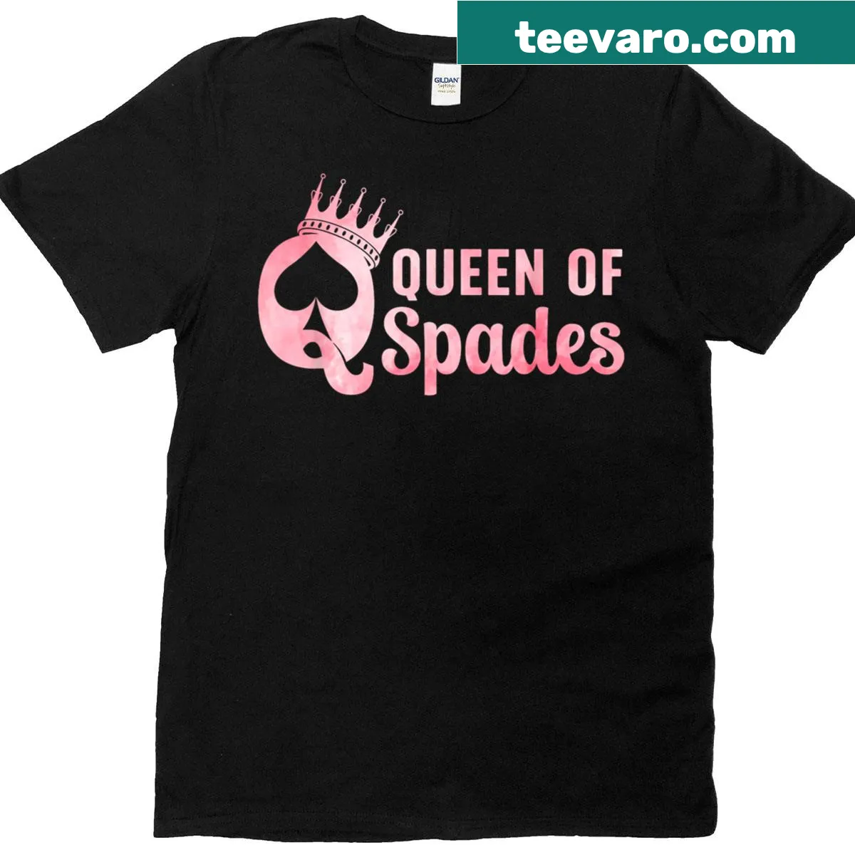 Queen of Spades graphic t-shirt for women — on a men's t-shirt