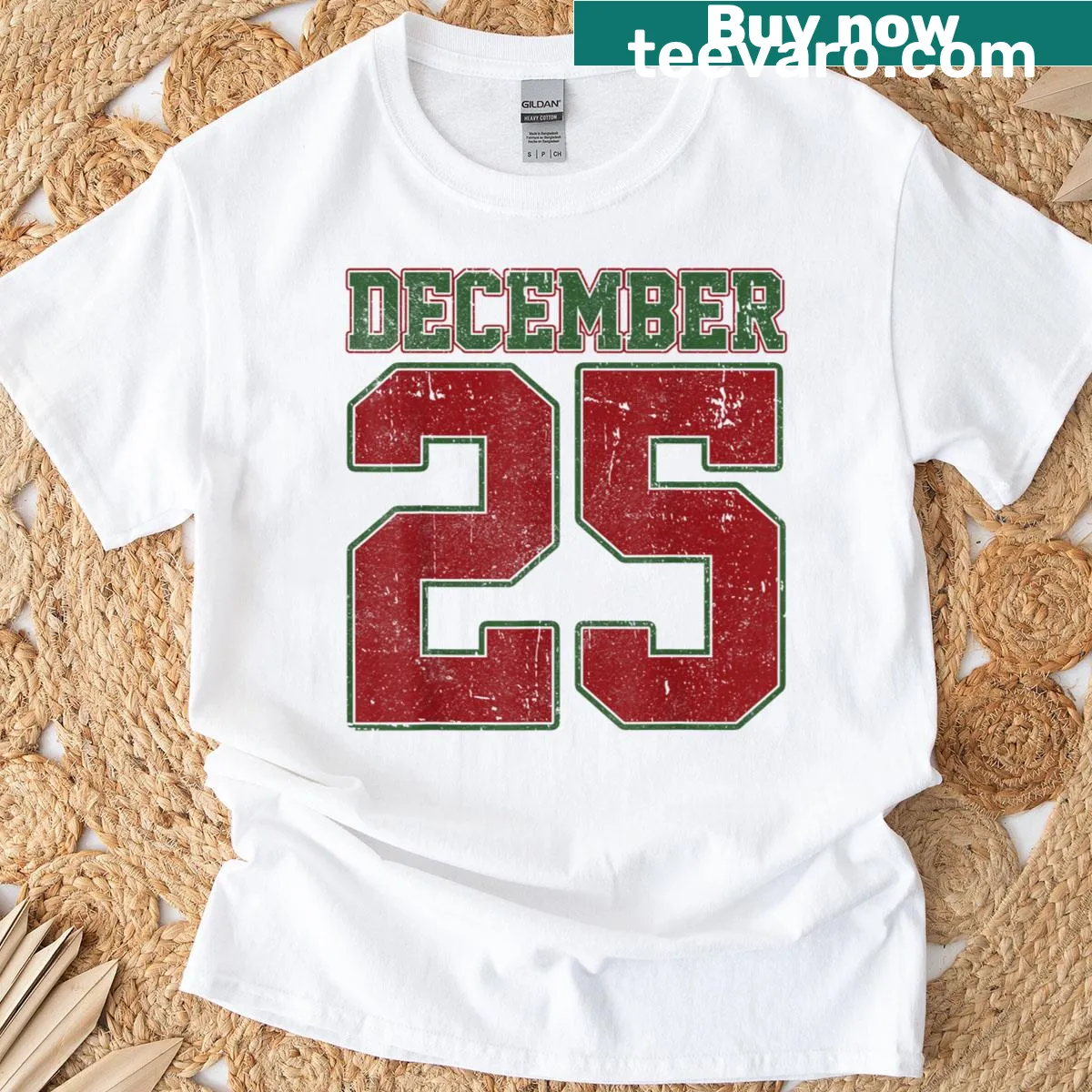 Vintage-style Christmas T-shirt featuring retro holiday graphics — on a men's t-shirt