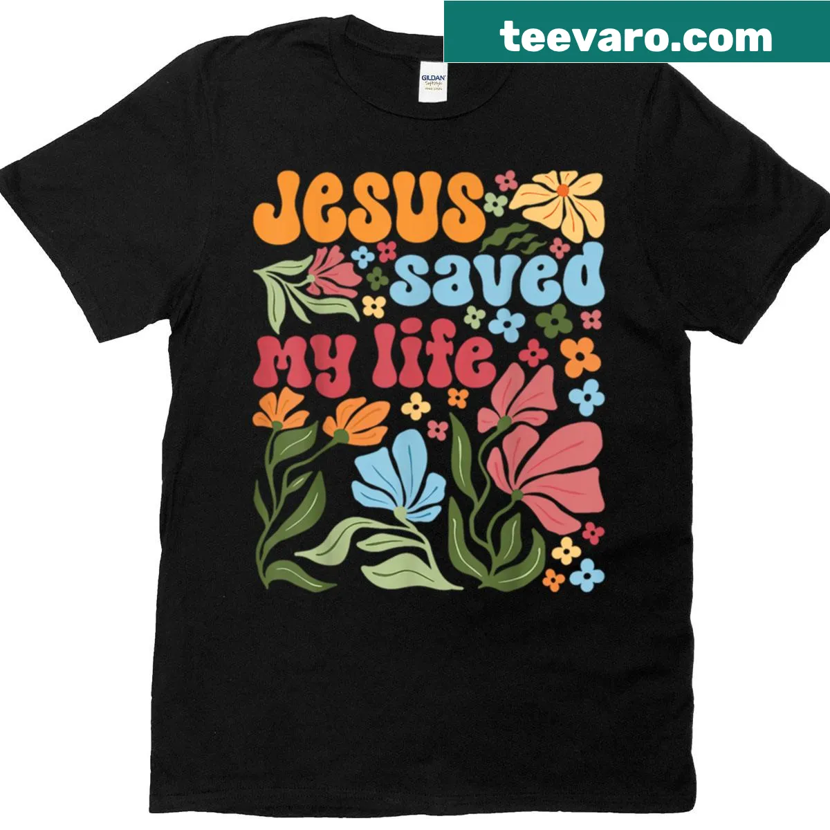 Vintage distressed Christian faith t-shirt with floral design and uplifting text — on a men's t-shirt
