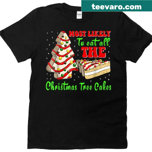 Funny retro Christmas t-shirt with text about tree cakes