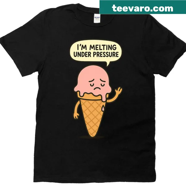 T-shirt featuring a sad ice cream cone illustration