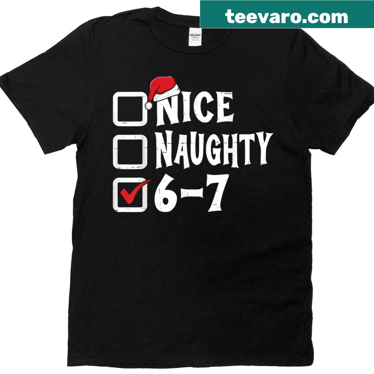 Playful T-shirt featuring Nice and Naughty slang typography — on a men's t-shirt