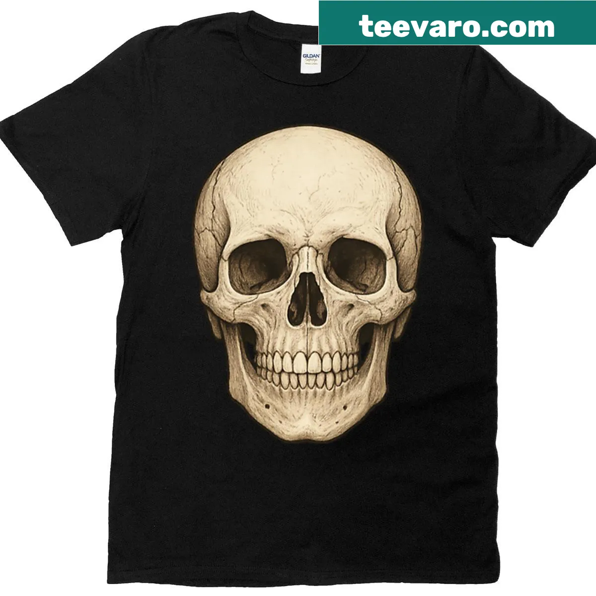 Illustration of a skull with a crown of thorns on a t-shirt — on a men's t-shirt