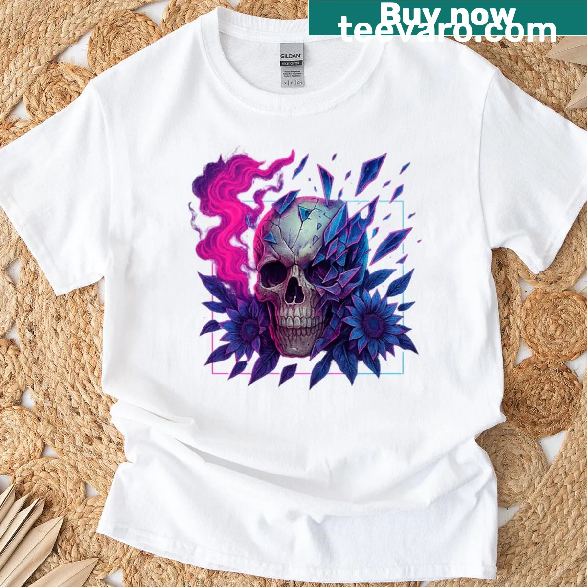 Skull graphic with lightning design on a t-shirt — on a men's t-shirt