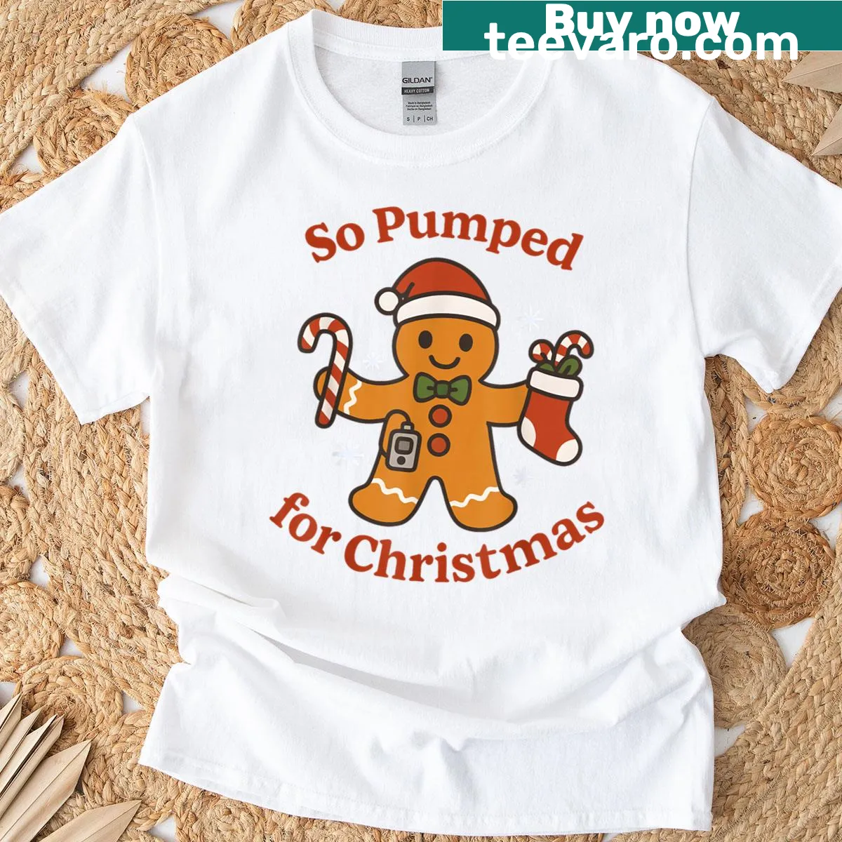 Humorous gingerbread graphic on a Christmas t-shirt — on a men's t-shirt