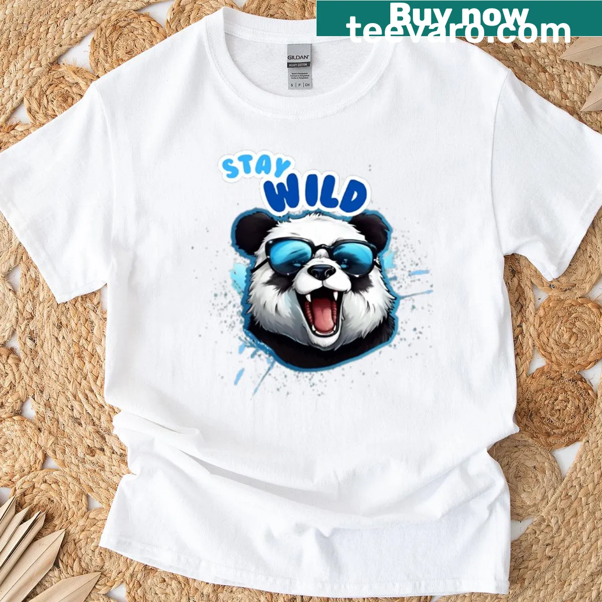 Cute panda in sunglasses illustration on a casual t-shirt — on a men's t-shirt