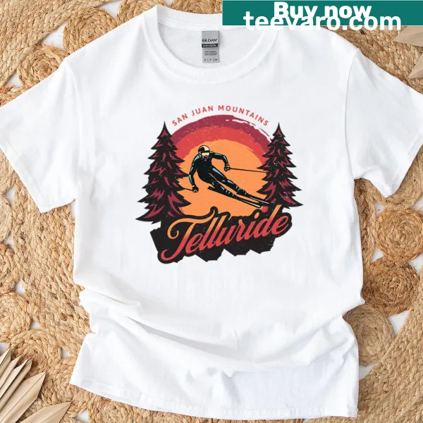Illustration T-shirt featuring Telluride Colorado and San Juan Mountains