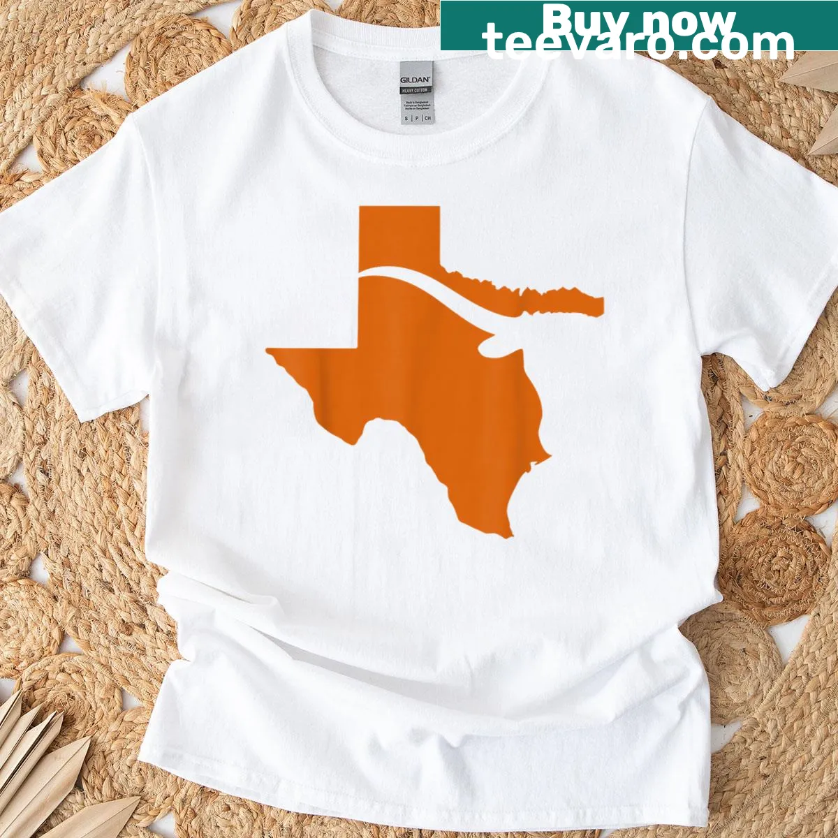 Illustrated Texas state map t-shirt celebrating Texas pride — on a men's t-shirt