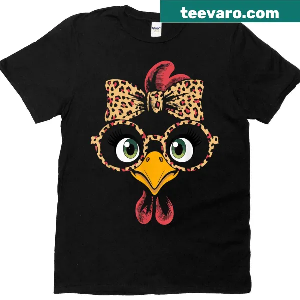 Turkey face T-shirt with leopard print glasses design for women