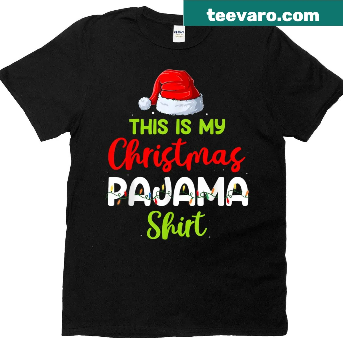 Funny Christmas pajama t-shirt declaring it as PJs — on a men's t-shirt