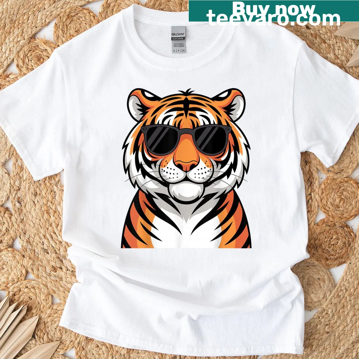 Tiger print t-shirt for tiger lovers and zoo enthusiasts. — on a men's t-shirt