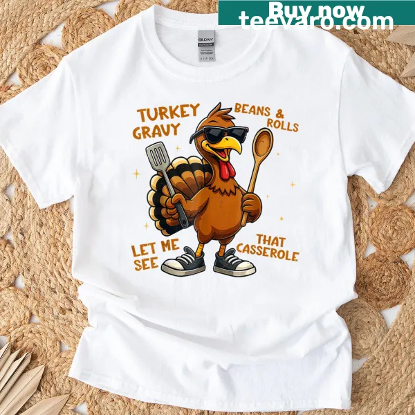 Funny Thanksgiving casserole graphic on T-shirt
