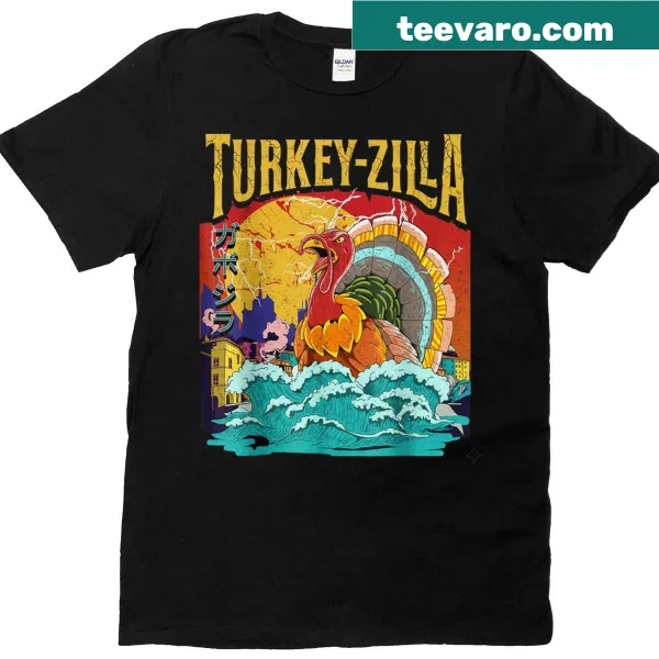 Thanksgiving T-shirt featuring a cartoon monster turkey