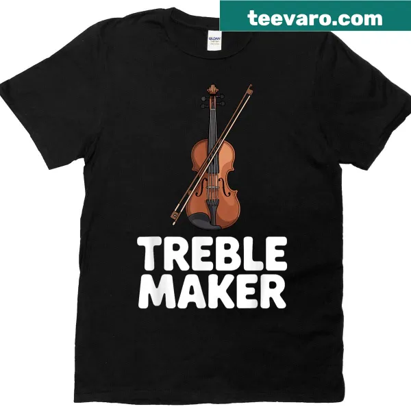 Playful violin graphic on a t-shirt for musicians