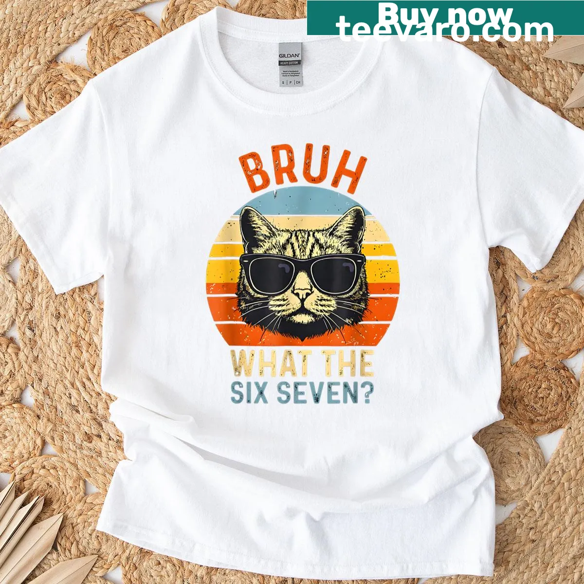 Sarcastic meme t-shirt with the phrase 'What The Six Seven Bruh' in bold text. — on a men's t-shirt