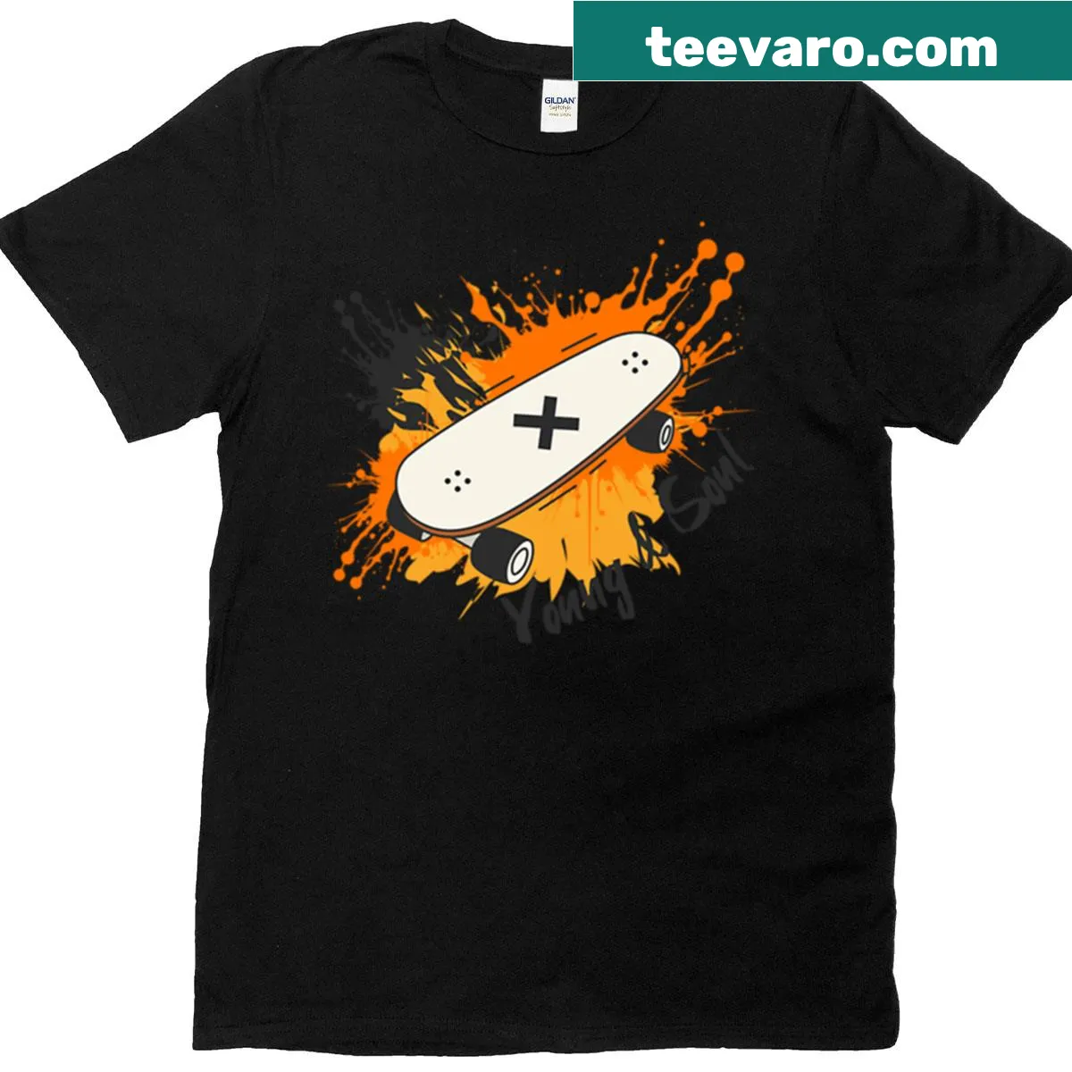 Inspirational T-shirt with 'Young And Soul' text — on a men's t-shirt