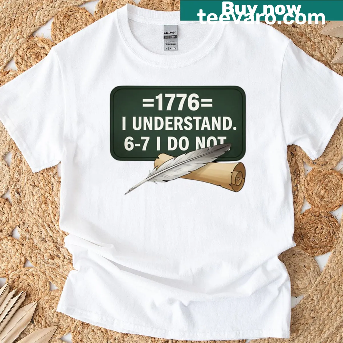 Funny history teacher T-shirt with '1776 I Understand 6 7 I Do Not' graphic. — on a men's t-shirt