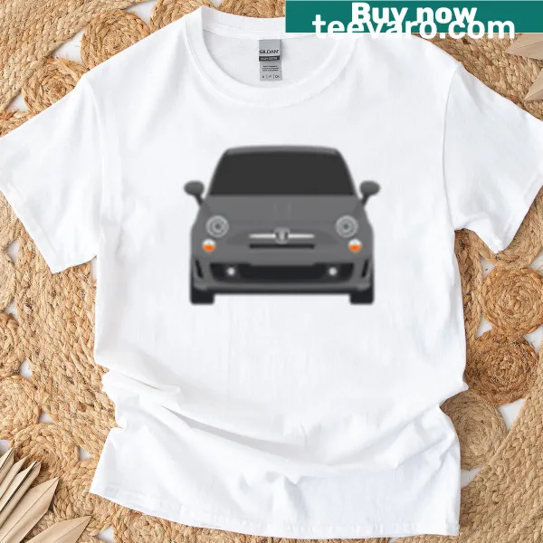 Minimalist vector drawing of a 500 Abarth car on T-shirt