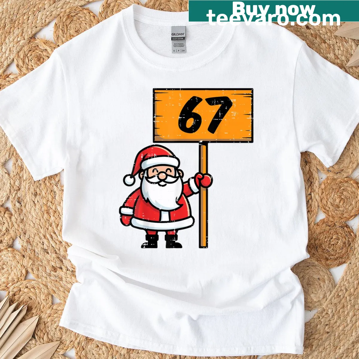 Funny Christmas meme shirt with Santa and playful text — on a men's t-shirt