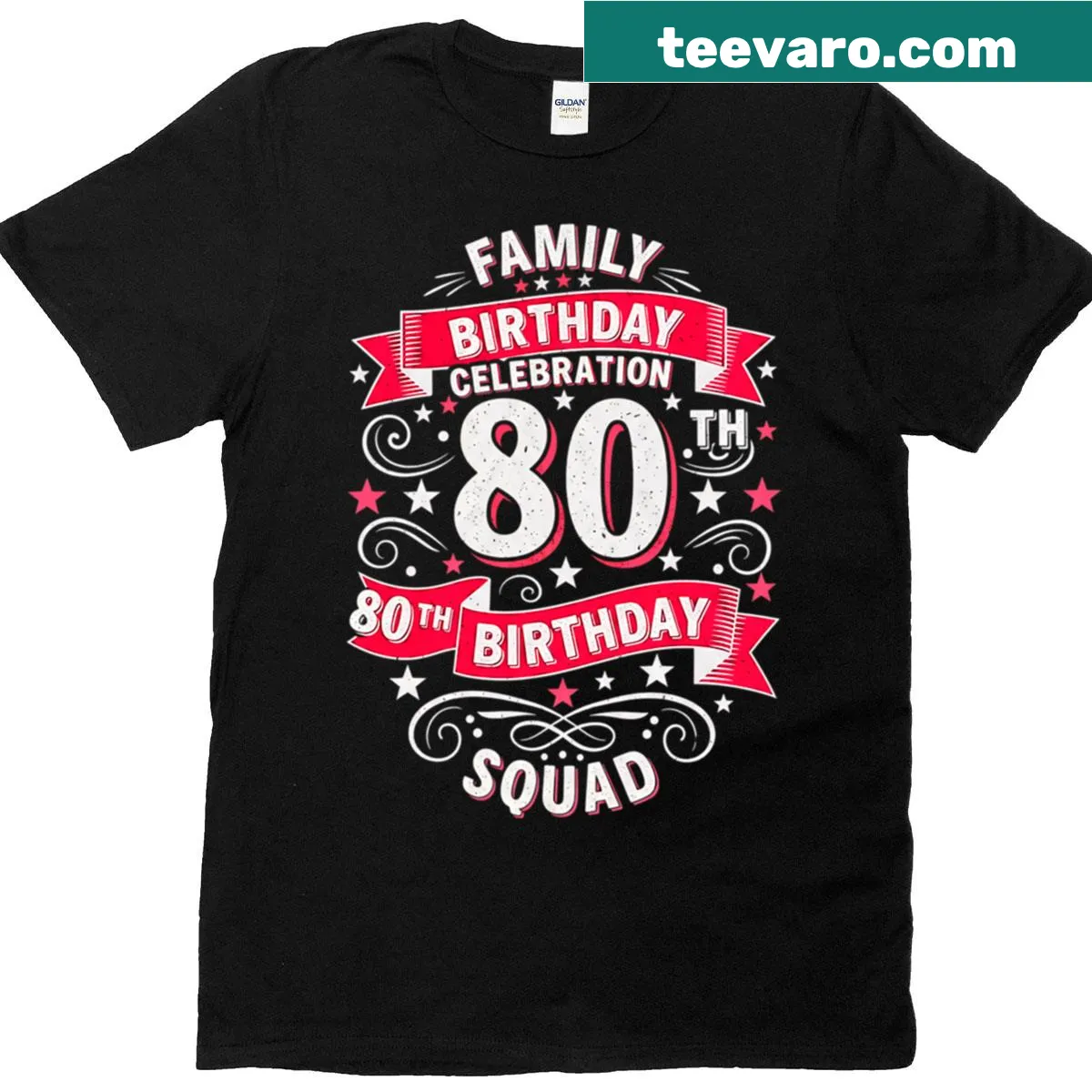 Vintage typography t-shirt for an 80th birthday celebration. — on a men's t-shirt