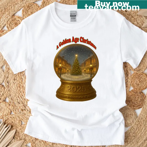 Vintage snow globe design T-shirt for Christmas 2025