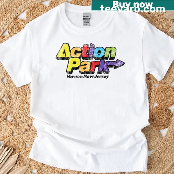 Vintage distressed T-shirt celebrating Action Park with retro design