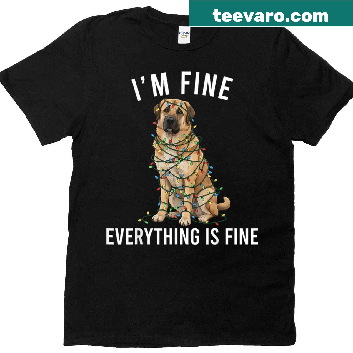 Whimsical dog lover T-shirt with Christmas theme and humorous text — on a men's t-shirt