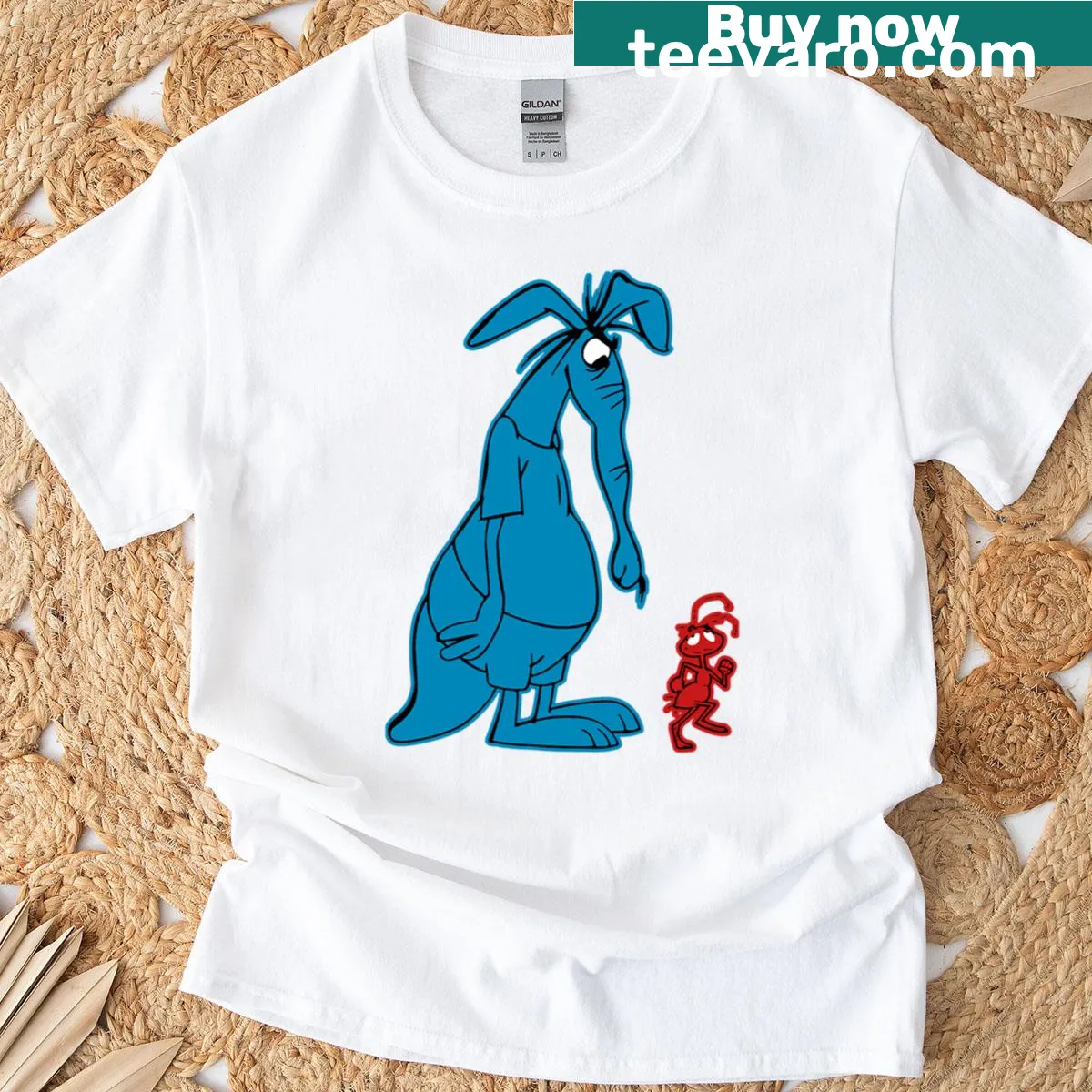 Illustration of Ant and Aardvark characters from classic cartoons — on a men's t-shirt
