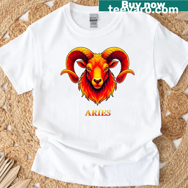 Cartoon Aries illustration on a T-shirt