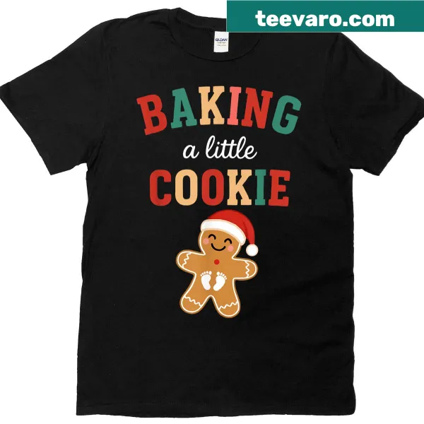 Christmas-themed t-shirt for pregnancy announcement with cookie design