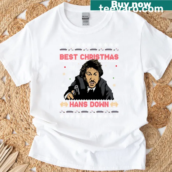 Typographic design stating 'Best Christmas Hans Down' for festive tee