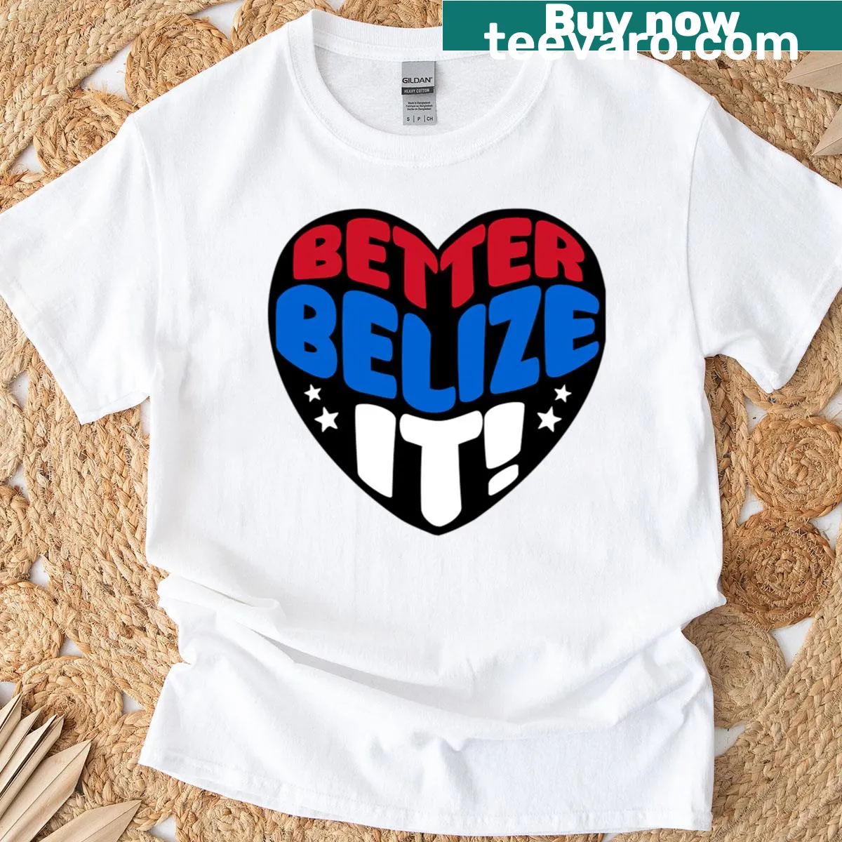 Playful travel-themed T-shirt with 'Better Belize It' text — on a men's t-shirt
