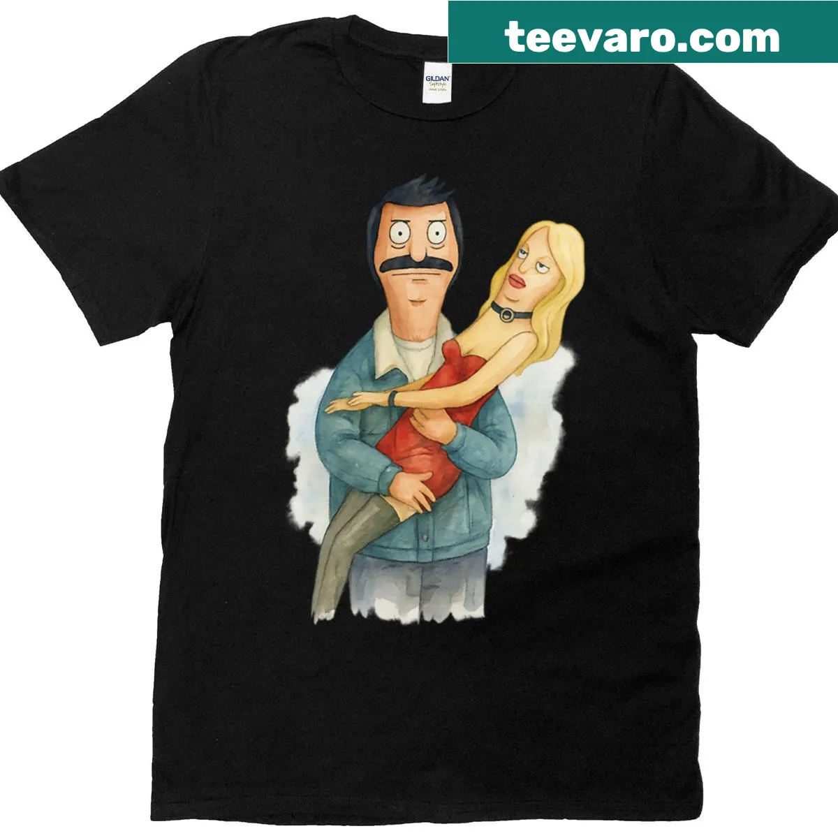 Bob's Burgers-inspired T-shirt featuring characters Bob and Nadine — on a men's t-shirt