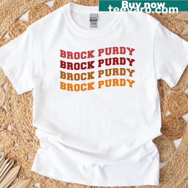 Graphic T-shirt featuring Brock Purdy and flag design