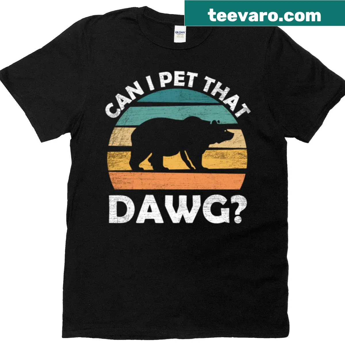 T-shirt with the phrase Can I Pet That Dawg — on a men's t-shirt