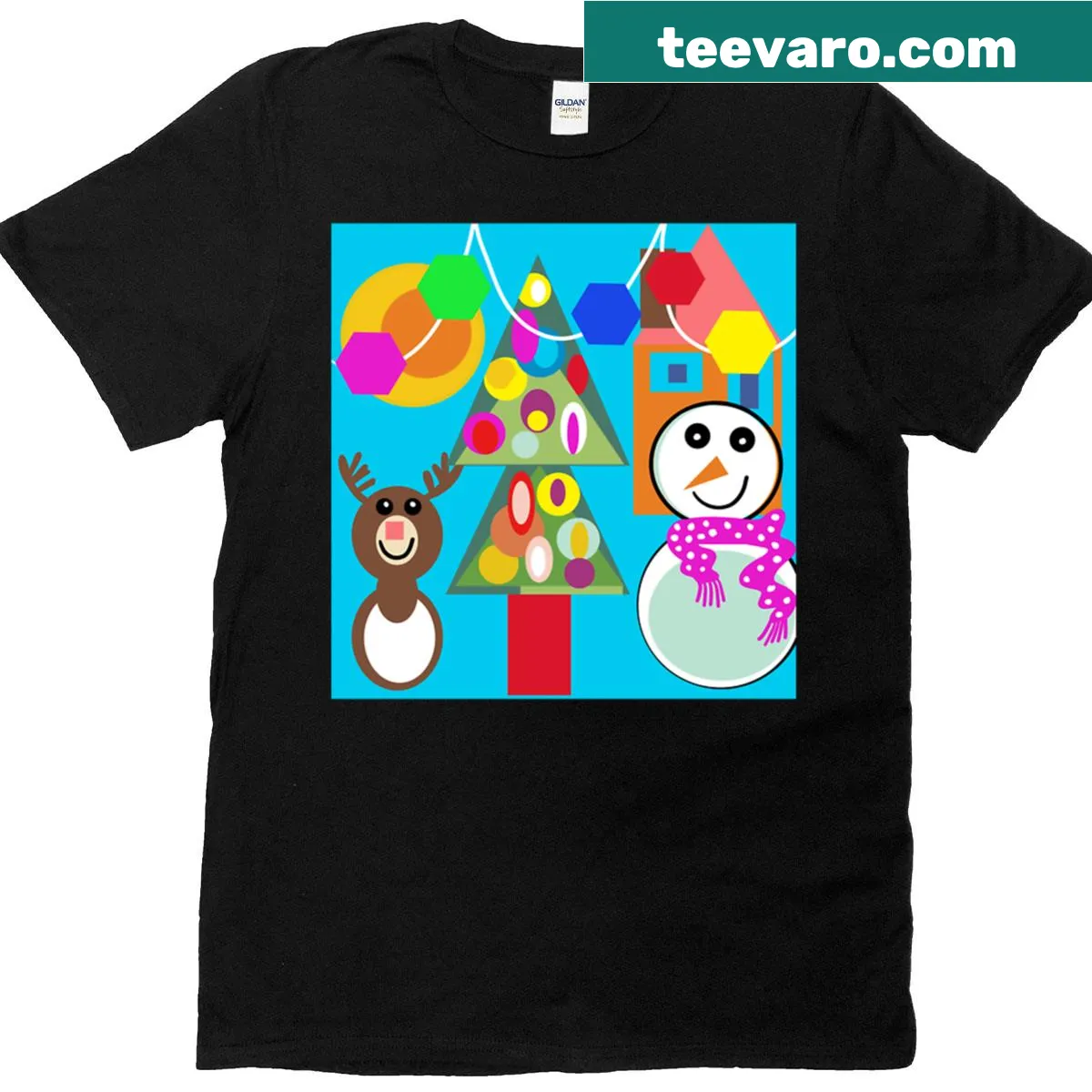 Cartoon Christmas T-shirt with fun, whimsical holiday graphics — on a men's t-shirt